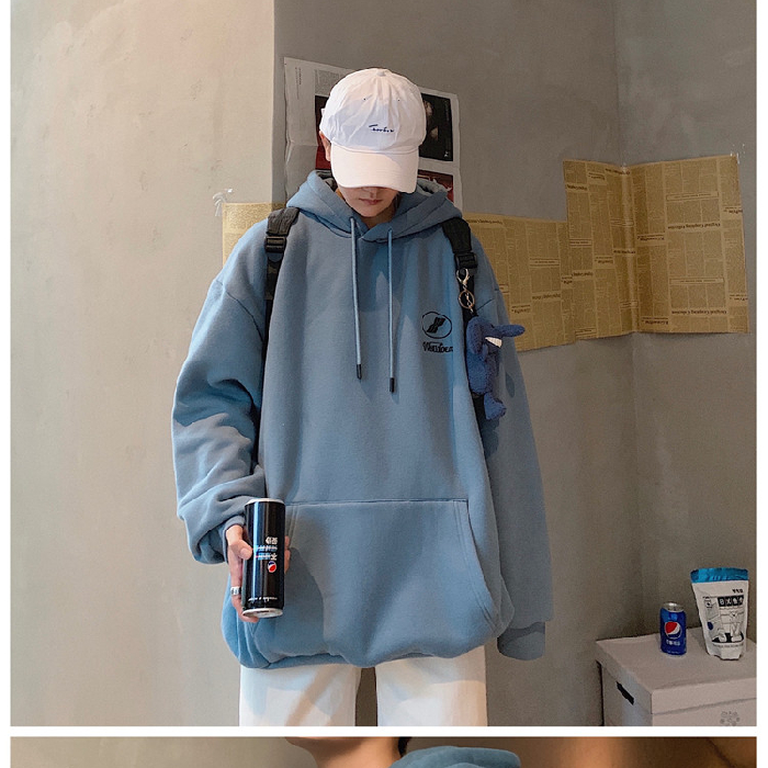 Áo hoodie vải lông cừu dày size rộng màu trơn thời trang xuân thu dành cho học sinh | BigBuy360 - bigbuy360.vn