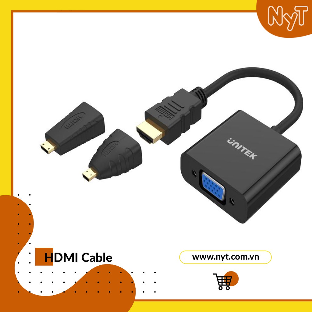 Unitek Y-C6355 - Cáp HDMI ra VGA Kèm Âm Thanh  3 Trong 1 - Hàng Chính Hãng