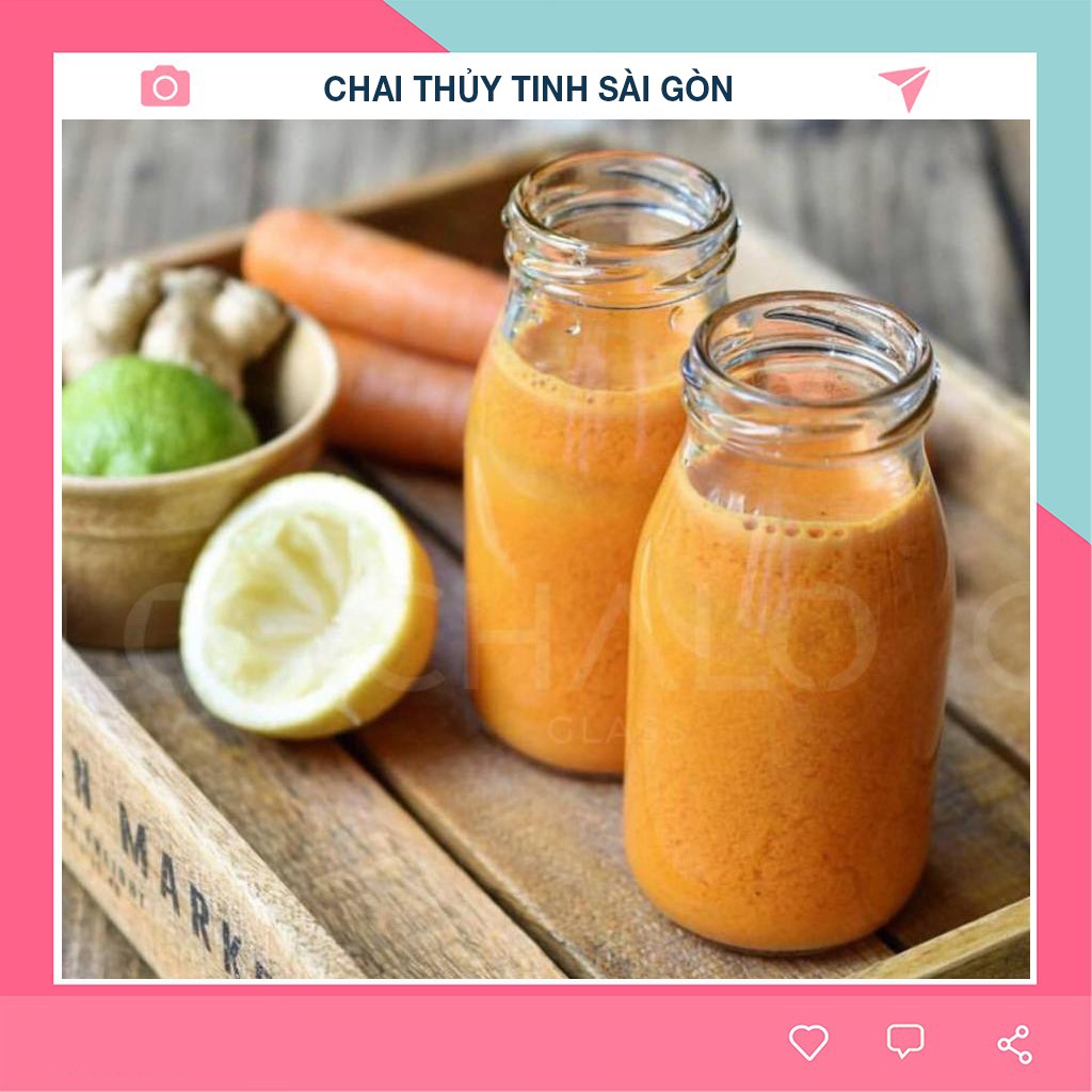 [Combo 6 Chai ]Chai thủy tinh 200ml trơn nắp đen