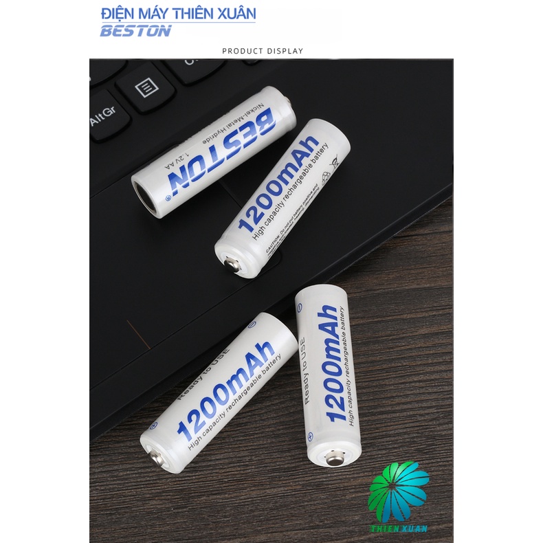 Hộp 04 Pin Sạc AA Beston 1200mAh Cho Micro Karaoke loa, đồ chơi trẻ em, đồng hồ, thiết bị điện tử, đèn flash