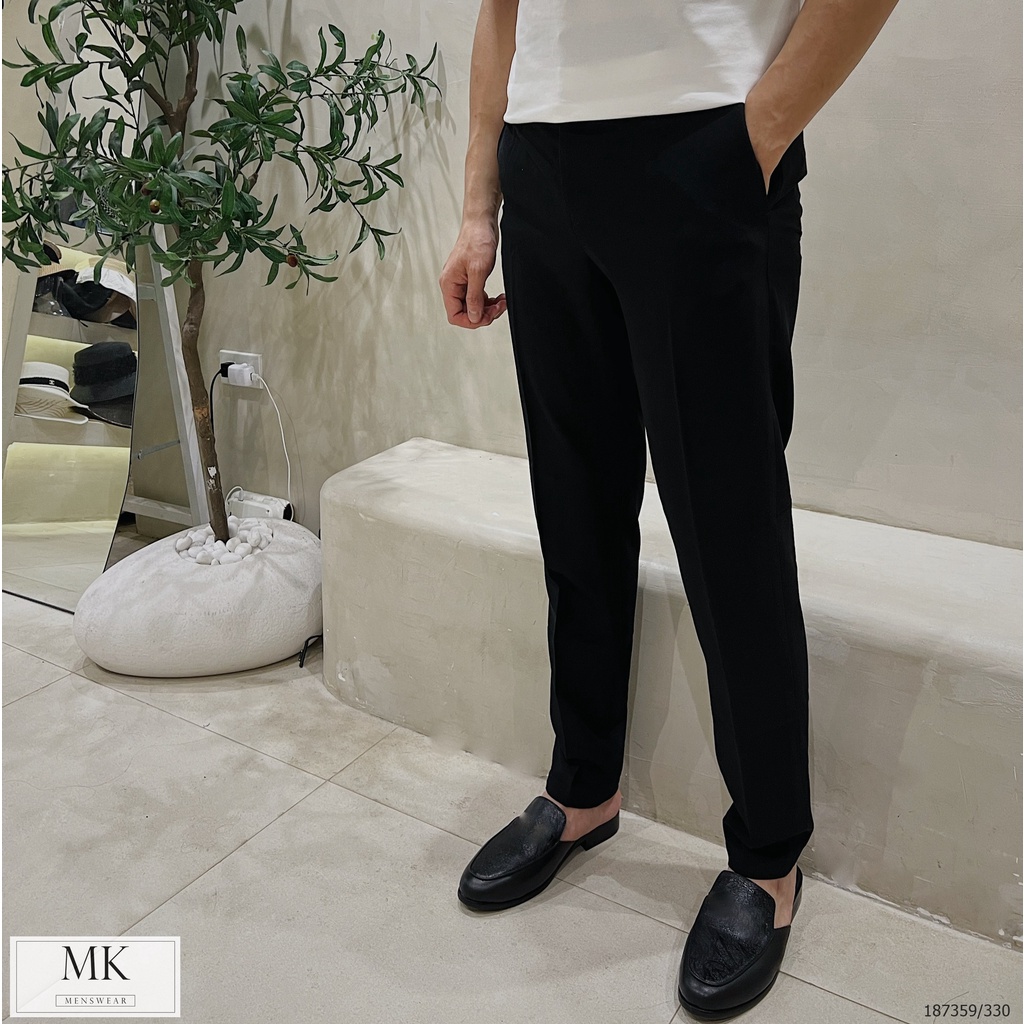 Quần Âu Cộc Nam Cạp Chun Đen/Ghi