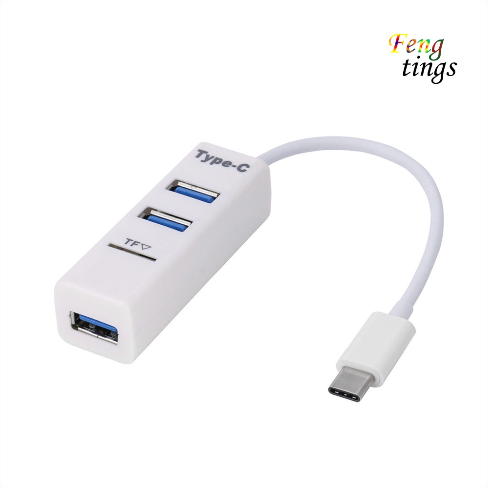 【FT】Portable 3 Ports USB 2.0 Hub Splitter Adapter with TF Card Reader for PC Laptop