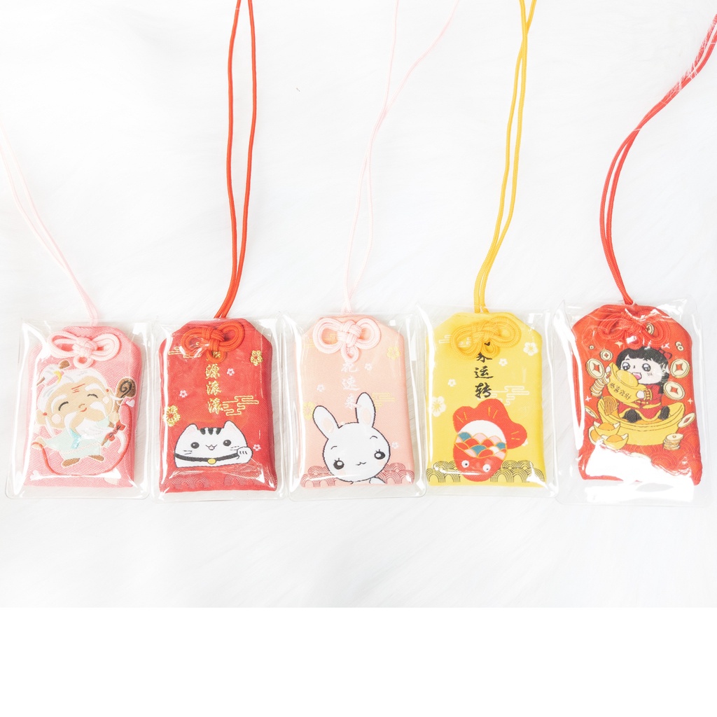 Túi Phước May Mắn Omamori Bọc Vỏ Silicon tặng Đá Ngũ Sắc Mẫu Mới 2022 M2