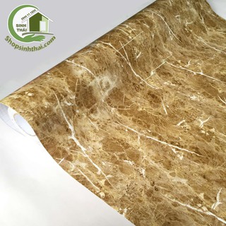 Giấy dán tường giả đá hoa cương màu nâu - [ 50cm x khổ 1,2m ] - có sẵn keo
