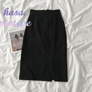 [Order] Chân váy suông trơn cạp cao xẻ dáng dài basic ulzzang