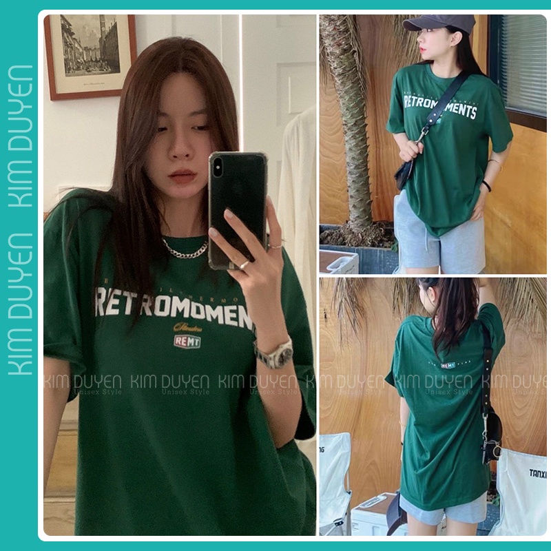 Áo Thun Xanh Rêu Chữ Áo Thun Tay Lỡ Form Rộng Unisex 38-65kg Nam Nữ Phong Cách Ullzang