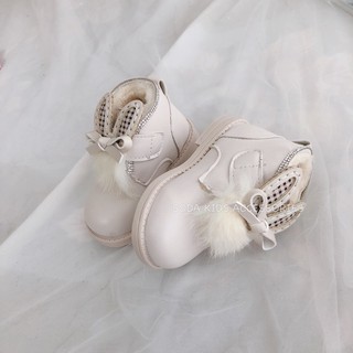 Boot tai thỏ caro lót lông (Ảnh thật)