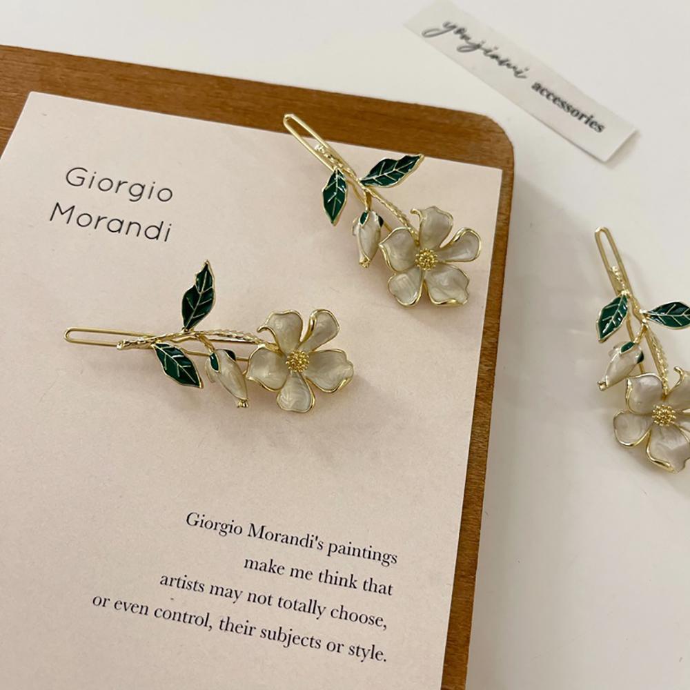 Kẹp Tóc Đính Hoa Lê Lấp Lánh Phong Cách Retro Dễ Thương Cho Nữ