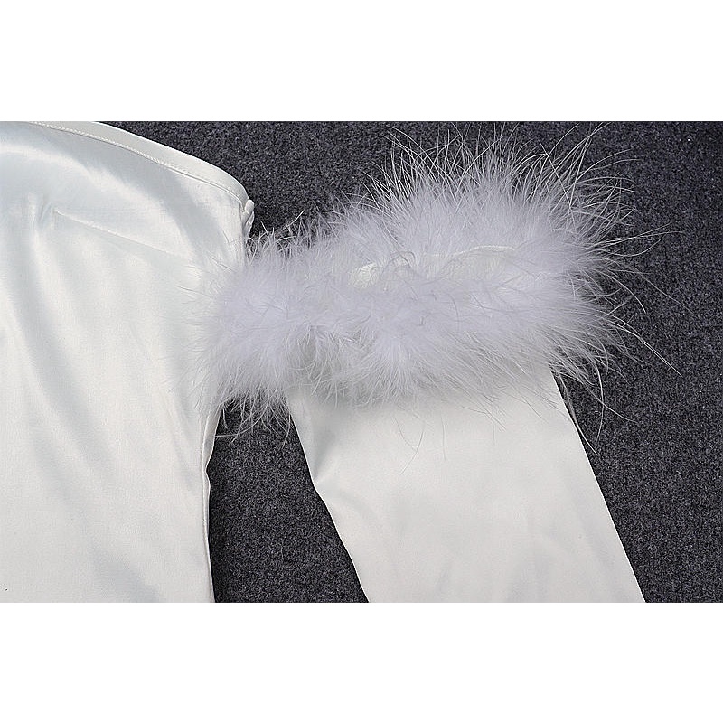 Đầm Ống Trễ Vai Phối Lông Nhung Quyến Rũ Thời Trang Cho Nữ