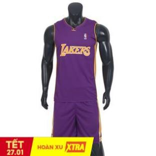 Bộ quần áo bóng rổ Lakers CP Sports tím nam nữ vải mè mát, thoáng khí thấm hút mồ hôi tốt, không nóng