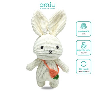 Gấu bông handmade cao cấp Amiu Việt Nam - Thỏ nhỏ đeo túi carot handmade