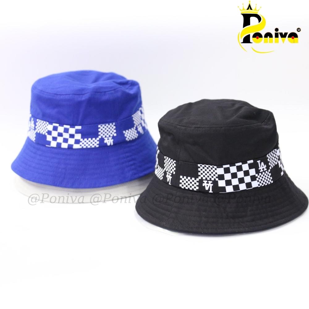 Mũ bucket vành cụp ❤️ Nón tai bèo thêu L.A chất kaki cao cấp form unisex nam nữ N225 PONIVA