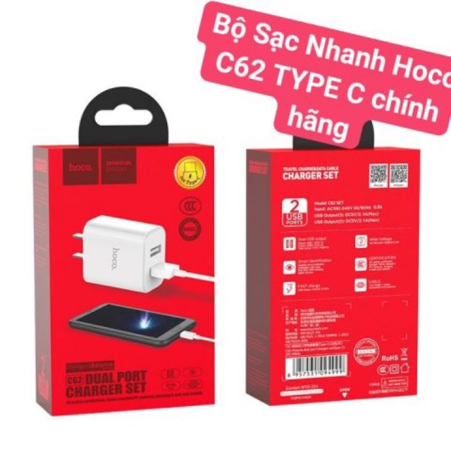 Bộ Sạc Nhanh Hoco C62 TYPE C chính hãng