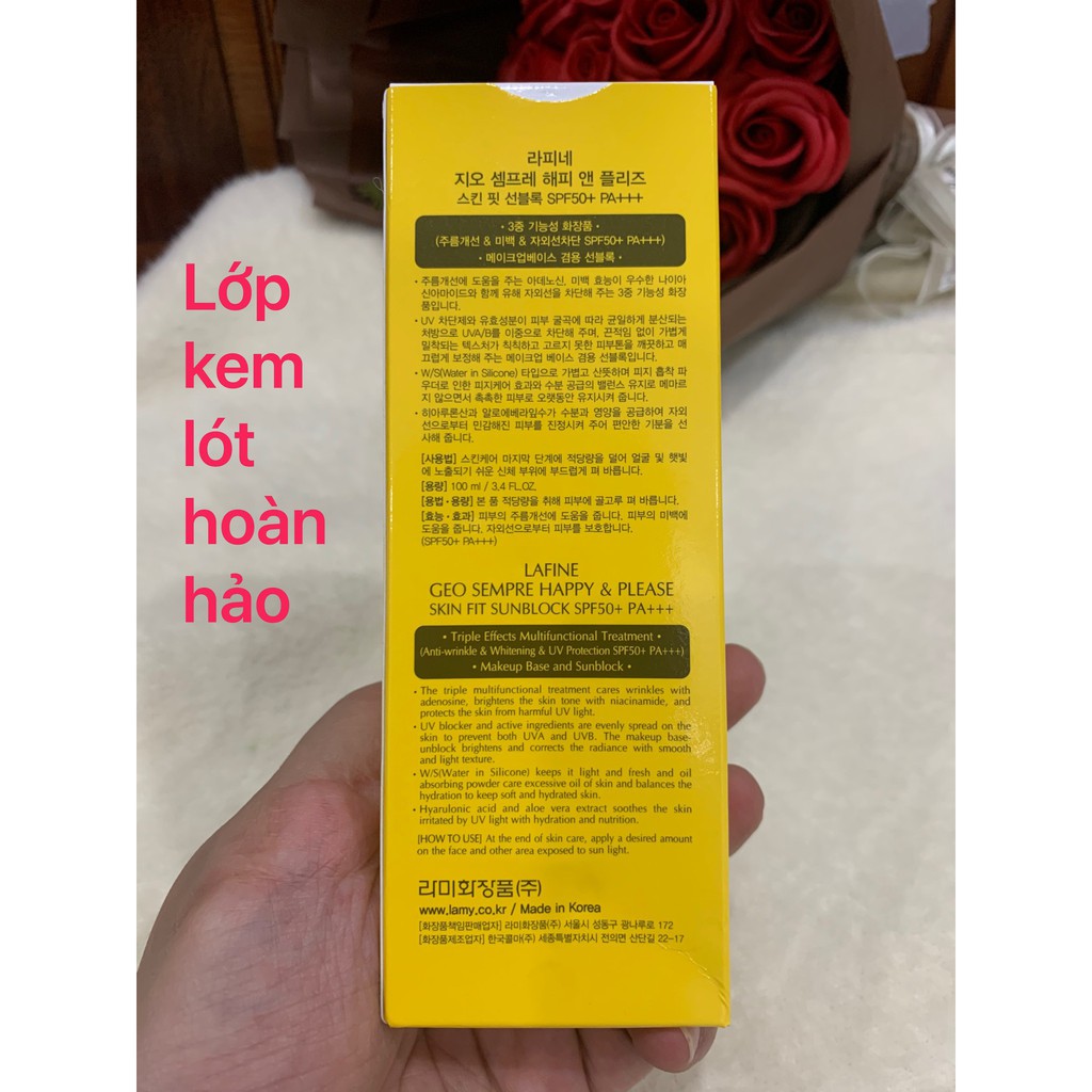 Kem chống nắng vật lý 3in1 Sempre Happy & Please Skin Fit Sunblock SPF50+ PA+++ (100ml) ! Gía Gốc