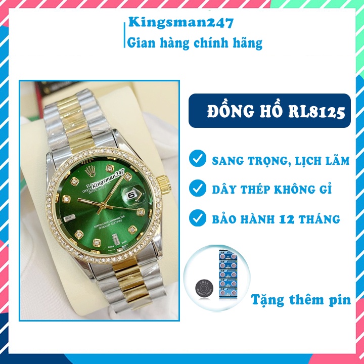 Đồng hồ nam chính hãng RL 8125 dây thép đẹp cao cấp, thời trang hiện đại, sang trọng lịch lãm [Tặng thêm pin]
