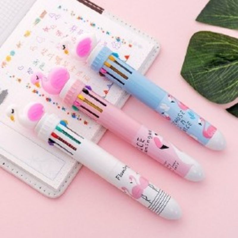 Bút bi cầu vồng 10 ngòi 10 màu cực kỳ tiện lợi