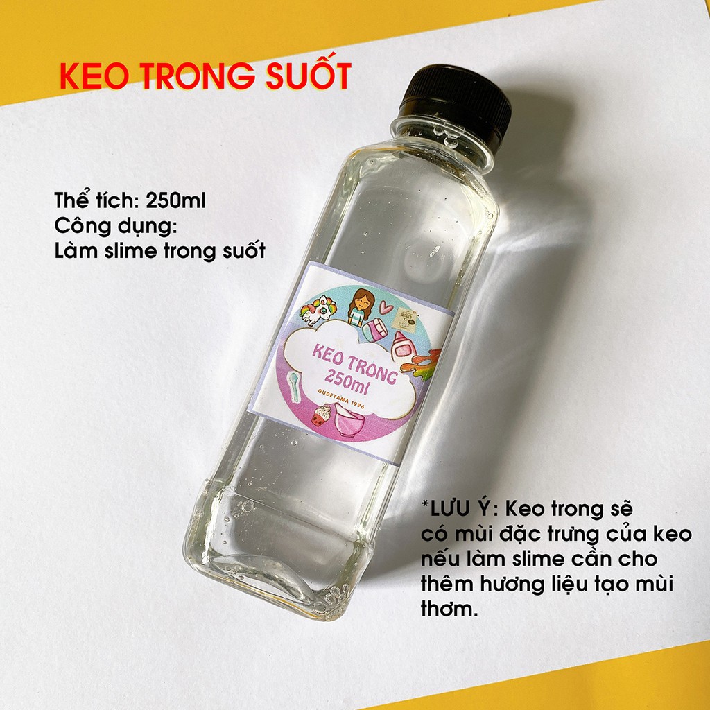 [kho sẵn sàng] Keo trong làm slime chai 250ml, Keo nấu từ bột PVA