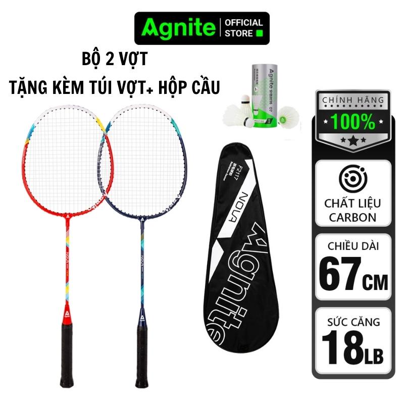 (Có quà tặng) Combo 2 chiếc vợt cầu lông Agnite chính hãng, khung carbon cao cấp - F2117