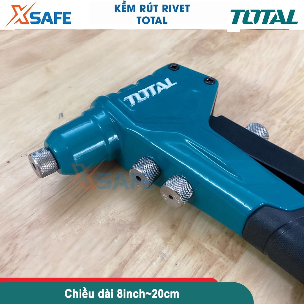 Kìm rút đinh tán TOTAL THT32081 8inch(20cm) rive Φ2.4mm, 3.2mm, 4.0mm, 4.8mm kìm rút rive trợ lực [CHÍNH HÃNG][XSAFE]