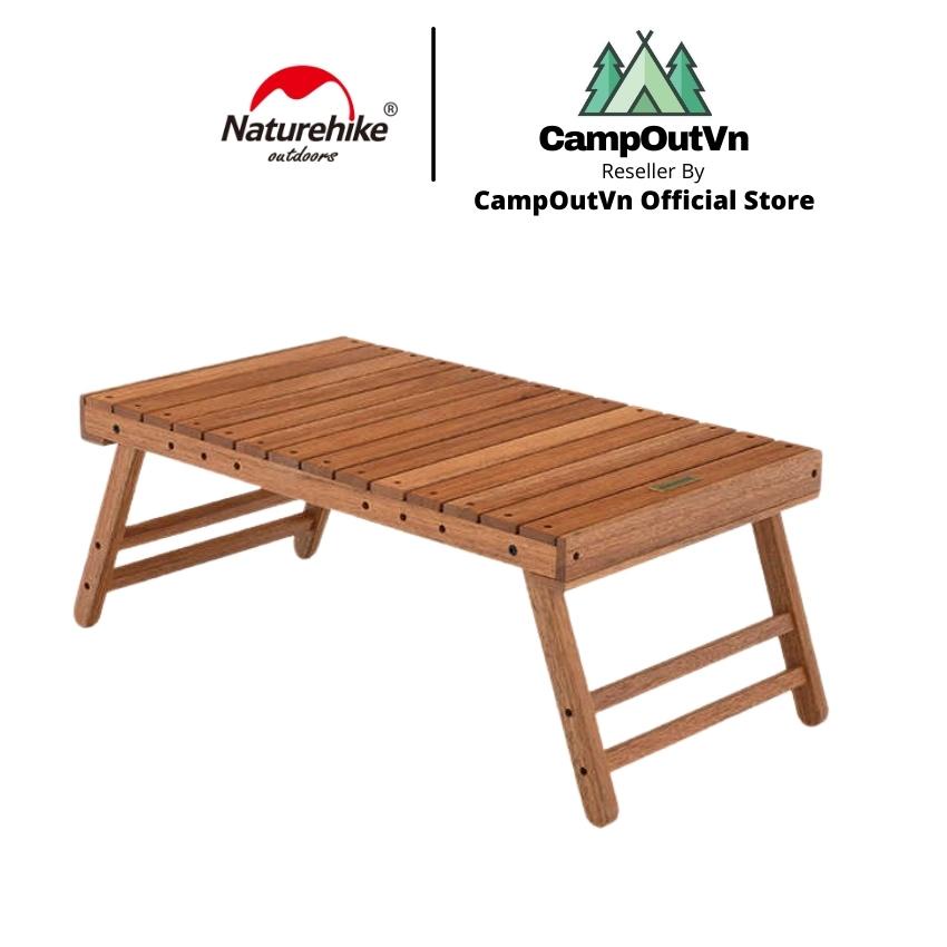 Naturehike bàn dã ngoại campoutvn đồ cắm trại du lịch dã ngoại bàn kệ gỗ xếp gấp A234