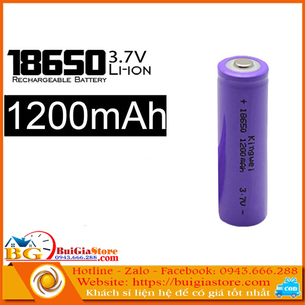 Pin Li-ion 18650 3.7V - 1200mAh dùng cho quạt tích điện, đèn pin...