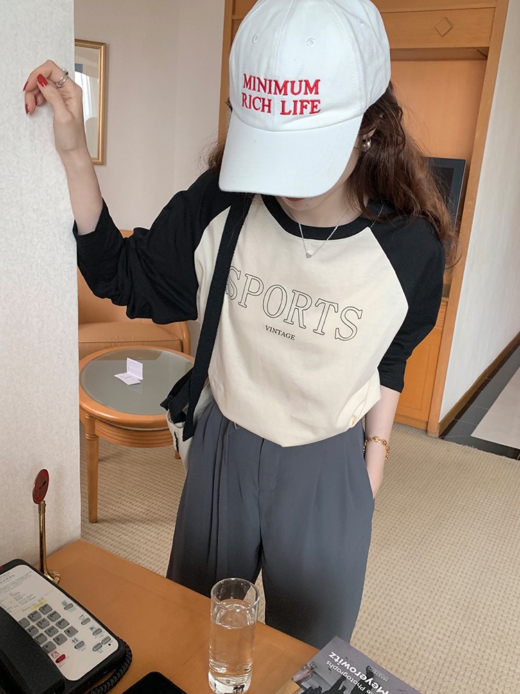 Áo Thun Raglan Tay Dài Dáng Rộng In Chữ Nhiều Màu Sắc Thời Trang 54286