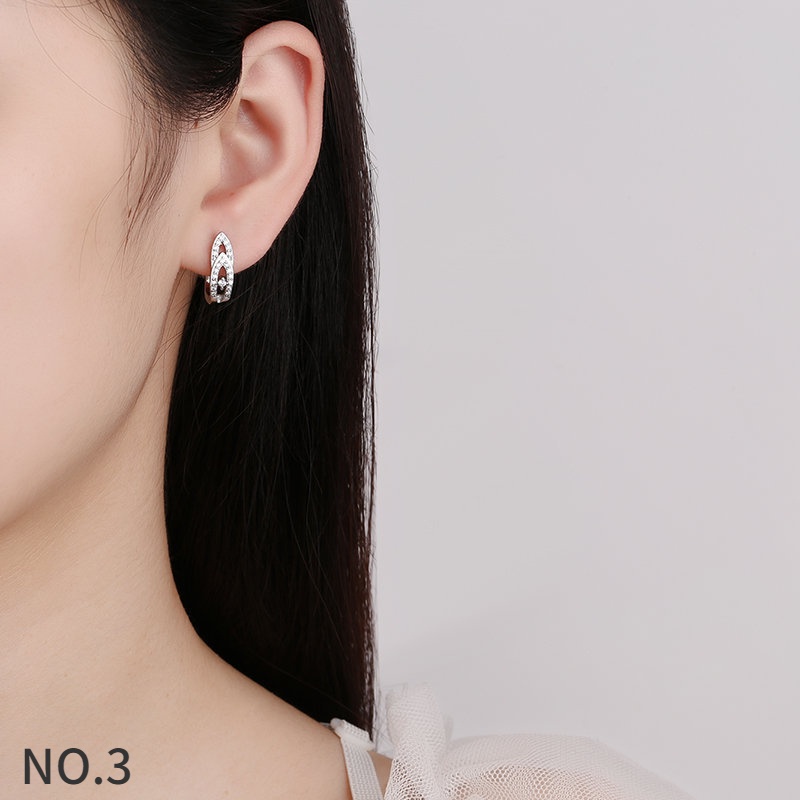 Khuyên Tai Mạ Bạc S925 Đính Đá Kim Cương Trắng 18K Sang Trọng