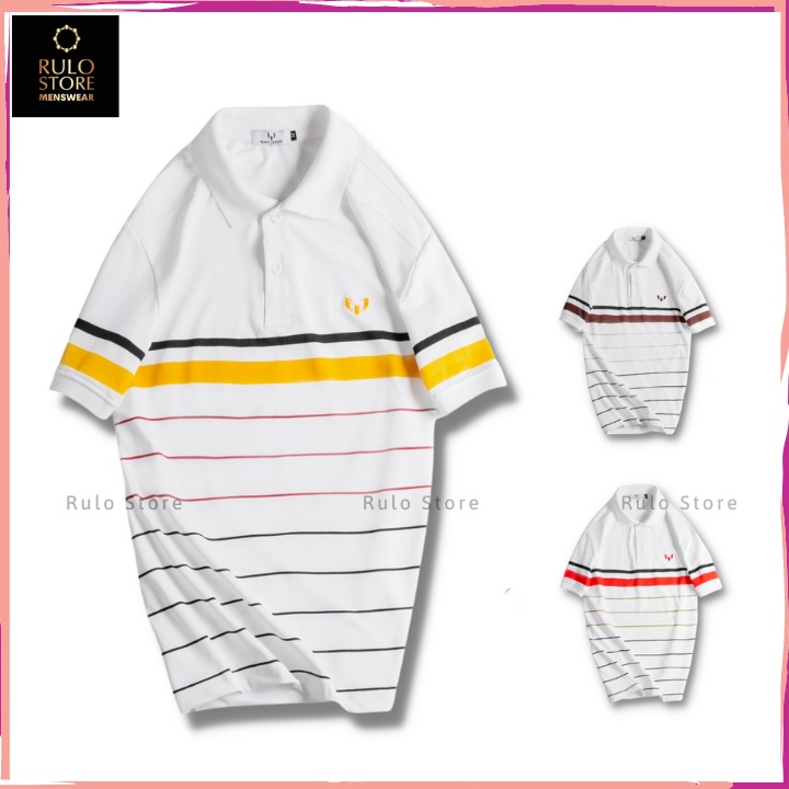 Áo polo nam sọc ngang vải thun cotton thoáng mát