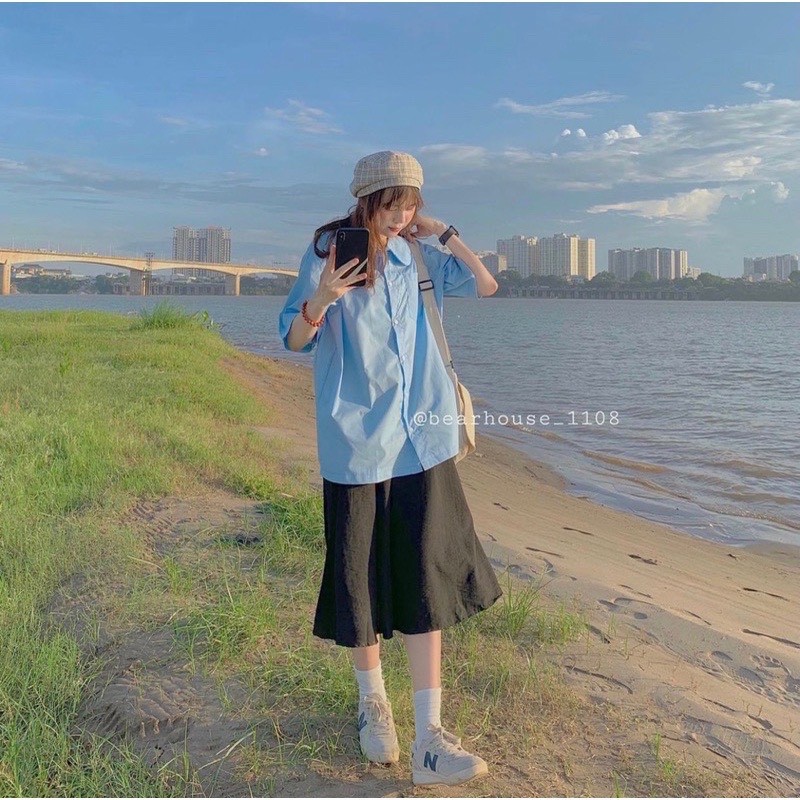 [Ảnh thật/Video] Áo sơ mi From Rộng Phong Cách Thái Lan cổ cánh sen