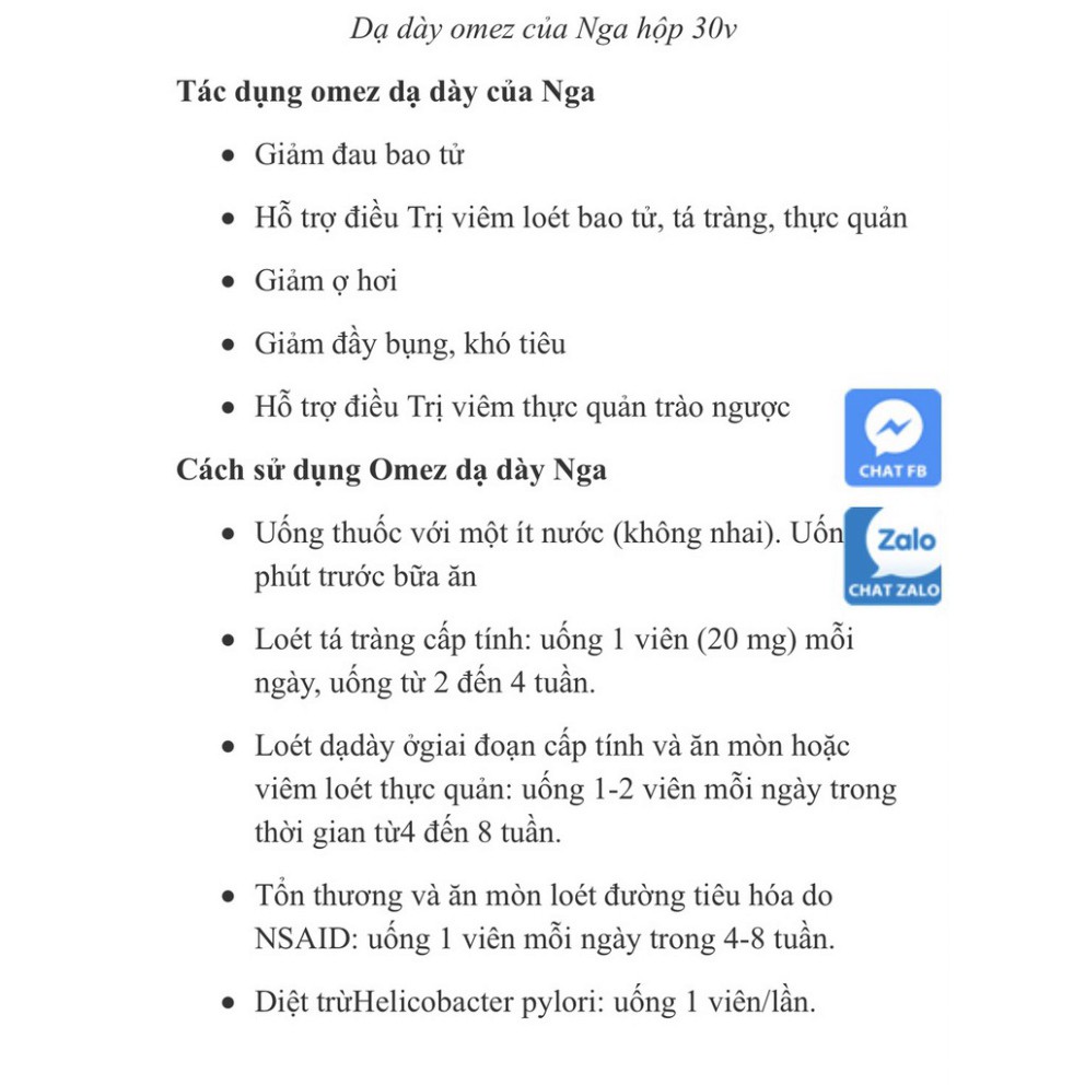 Sản phẩm Dạ dày Omez 20mg hộp 30v chính hãng của Nga | BigBuy360 - bigbuy360.vn