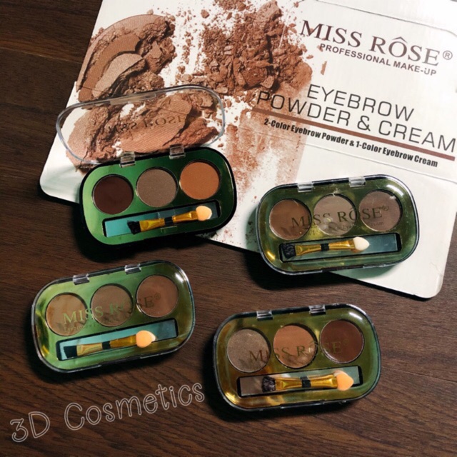 Bột tán mày Miss rose 3 ô kèm cọ