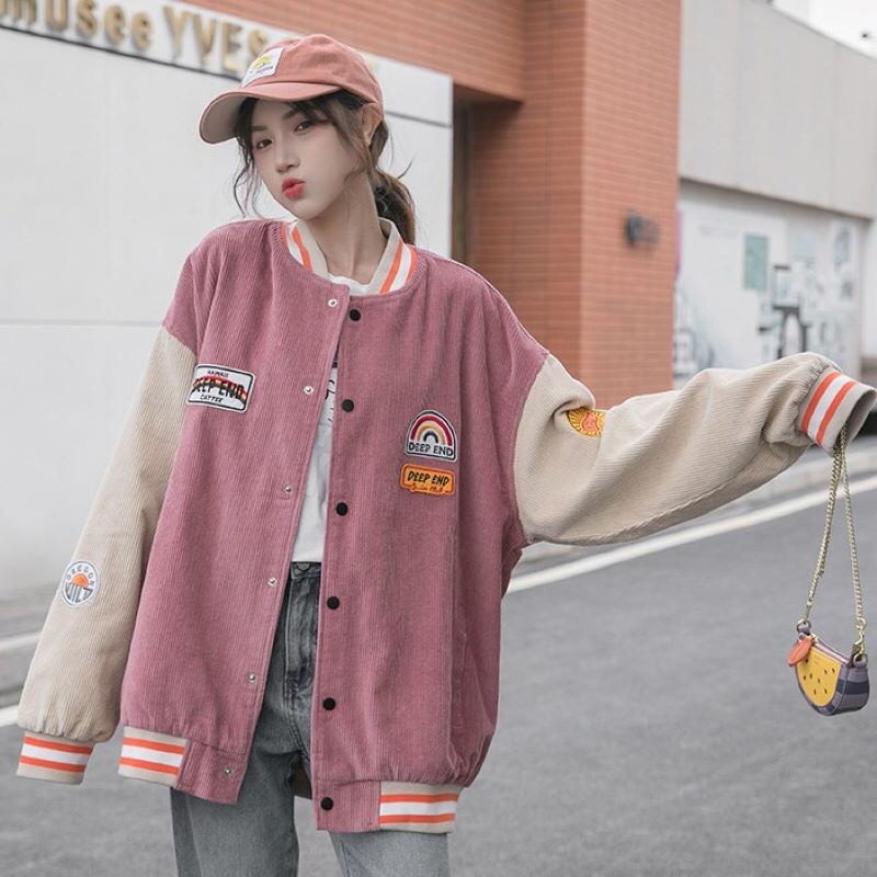 ÁO KHOÁC BOMBER NHUNG TĂM DEEP END Unisex Form Rộng 2 MÀU XANH HỒNG - ÁO KHOÁC RAGLAN CẦU VỒNG | BigBuy360 - bigbuy360.vn