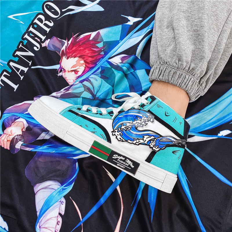 Giày thể thao canvas cổ cao size 35-44 họa tiết anime Demon Slayer cho cặp đôi