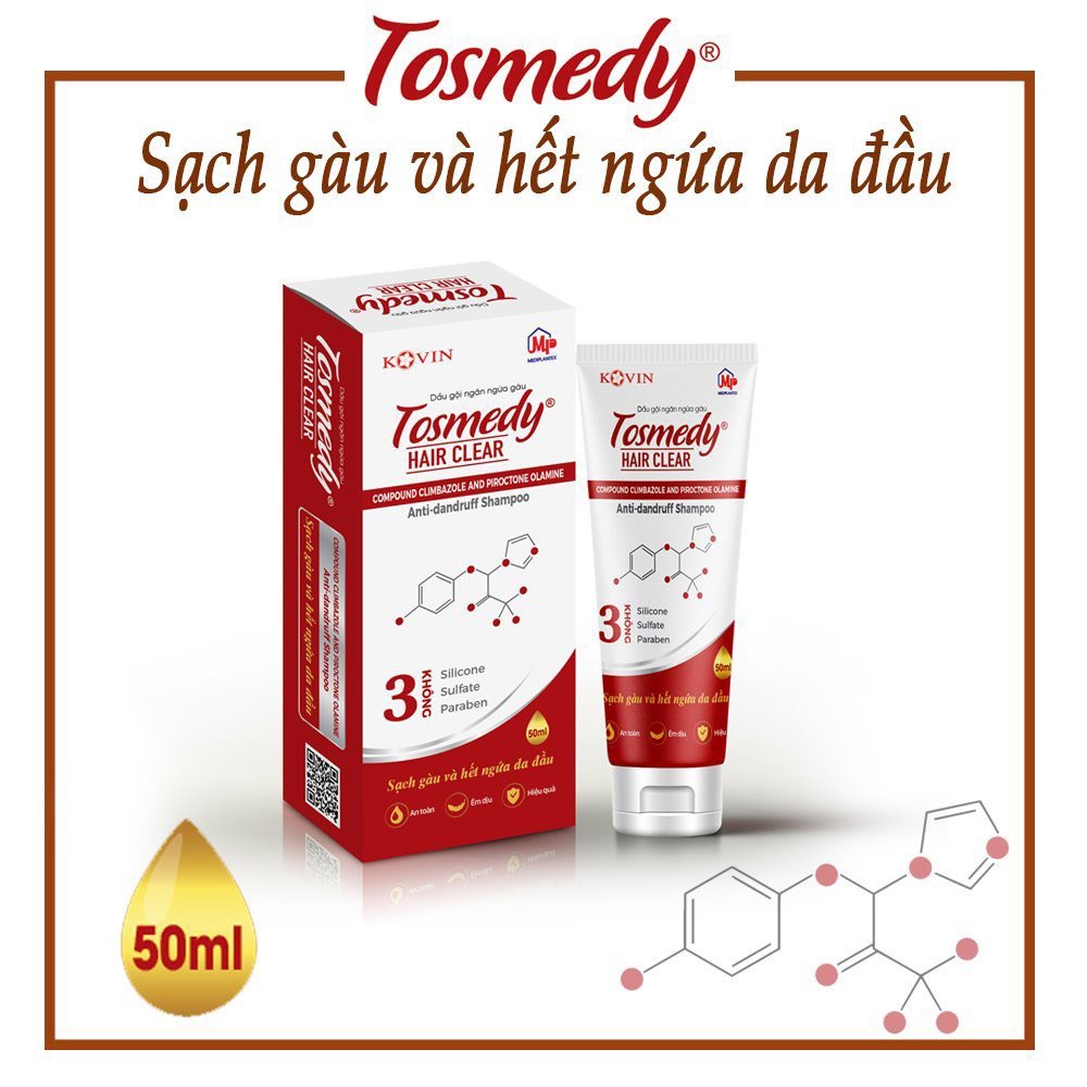 Dầu Gội TOSMEDY Ngăn Ngừa Gàu, Sạch Vảy Nấm Da Đầu 50ml