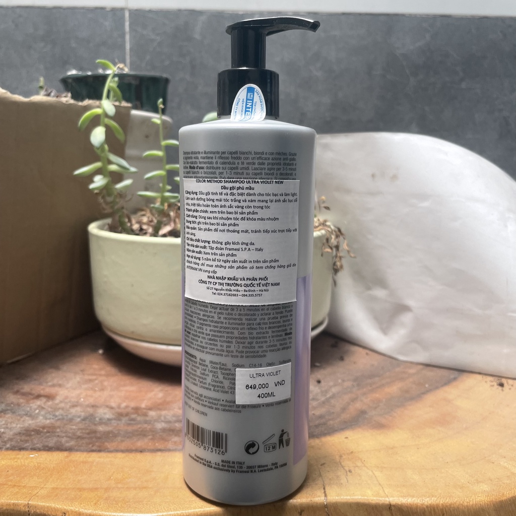 Dầu Gội Tím Cho Tóc Nhuộm Bạch Kim Framesi COLOR METHOD SHAMPOO ULTRA VIOLET 400ml