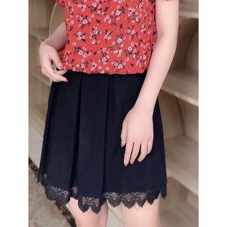 CHÂN VÁY XẾP LY PHỐI REN