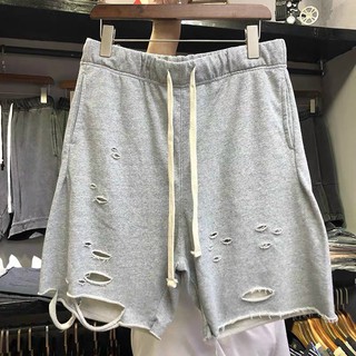 Quần Short Đùi Rách Kiểu Cá Tính Nỉ Da Cá Form Rộng Nam Nữ Thời Trang Unisex, LOHA