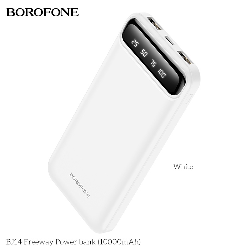 Pin sạc dự phòng 10000mAh BOROPHONE BJ14 có đèn báo LED, 2 cổng ra USB - Chính hãng