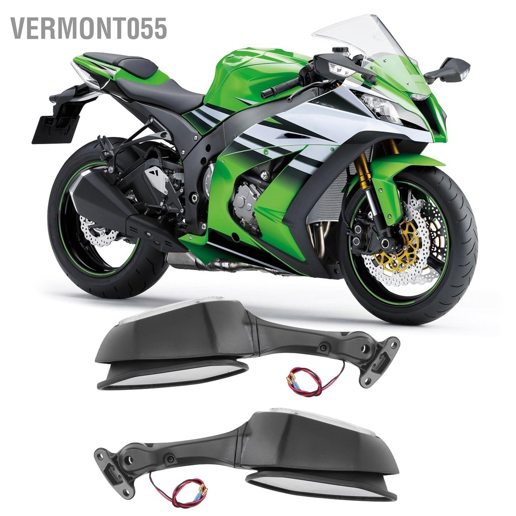 Có thể bán buôn Gương chiếu hậu xe máy có đèn xi nhan LED thay thế cho NINJA ZX10R 2011‑2015 Vermont055 Hàng giao ngay