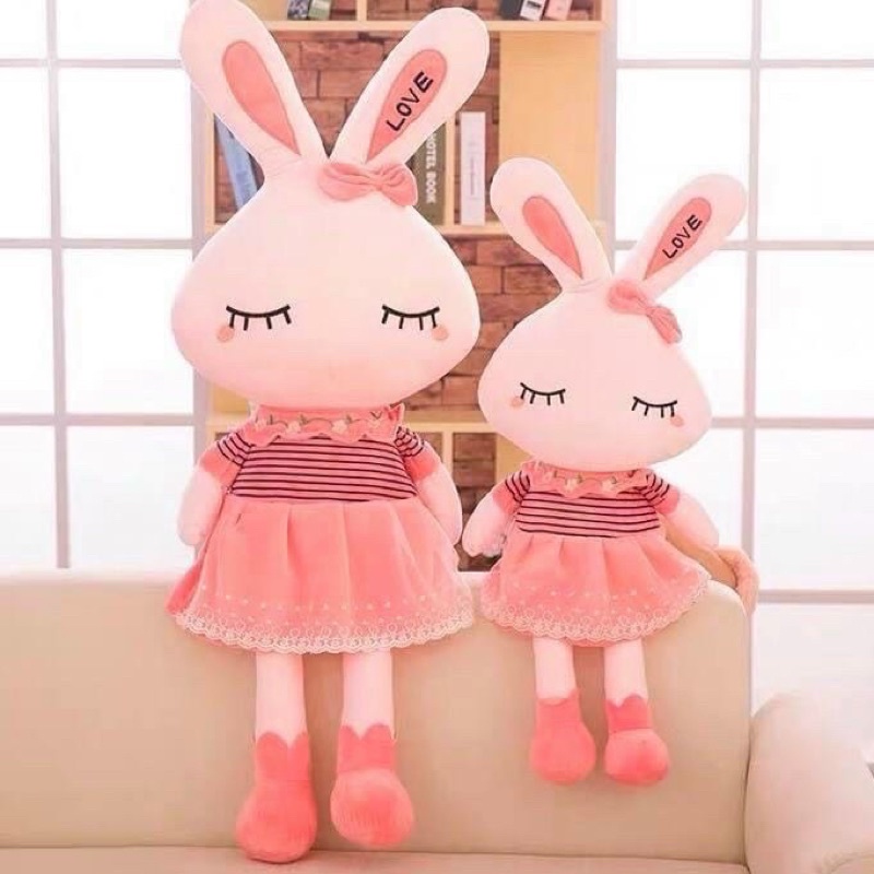 Thú Bông Thỏ Váy Hồng , Gấu Bông Thỏ Hồng Mặc Váy Đáng Yêu Dành Cho Bé Gái Nhập Khẩu Size 65Cm,85Cm
