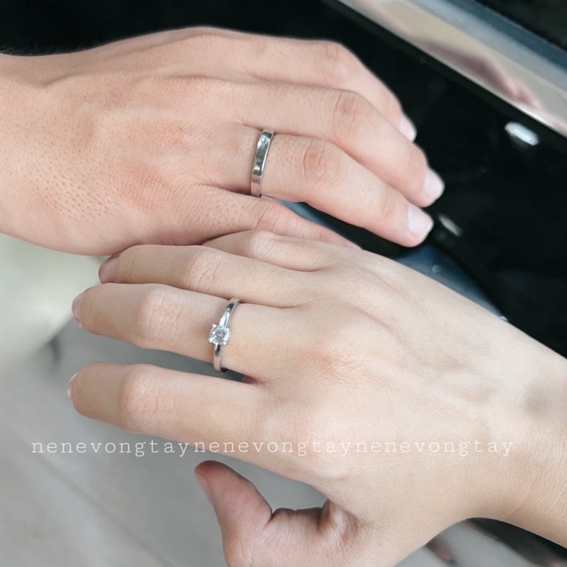 Nhẫn đôi Rose nhẫn cặp đính hạt unisex tự điều chỉnh