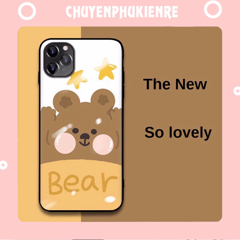 Ốp lưng iphone 6, 7, 8 Plus, X, XS, XR, XSMAX, 11, 11PRO, 11 PROMAX, 12, 13 PROMAX GẤU NÂU MÁ HỒNG CPKR