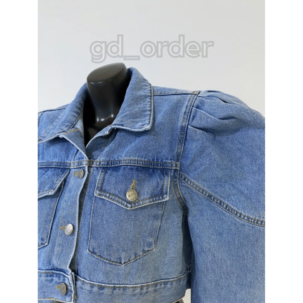 K40|Áo khoác jeans nữ dáng ngắn croptop cá tính màu xanh denim GD Official