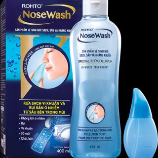 Dụng cụ và bình dung dịch vệ sinh Mũi Nose Wash Rohto( chai 400ml)