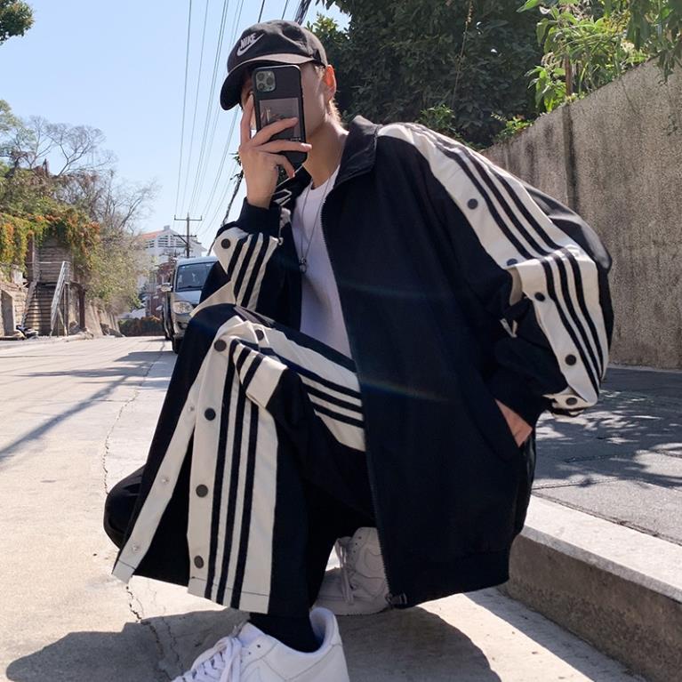 Bộ đồ nam unisex mùa đông quần ống rộng họa tiết 3 sọc hàng cao cấp đẹp *