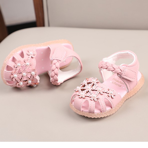 sandal tập đi bé gái size 15-19 hoa quai đan xinh xắn