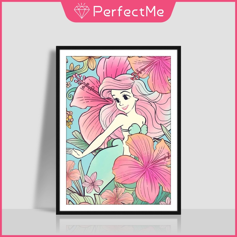 Bộ Tranh Đính Đá 5D Tự Làm Kích Thước 30x40cm Hình Công Chúa Disney Trang Trí Nhà Cửa