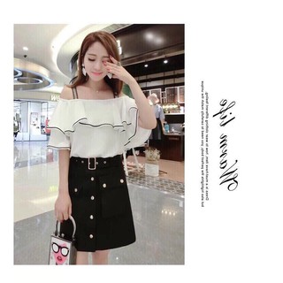 Áo voan 2 dây tầng phối bèo