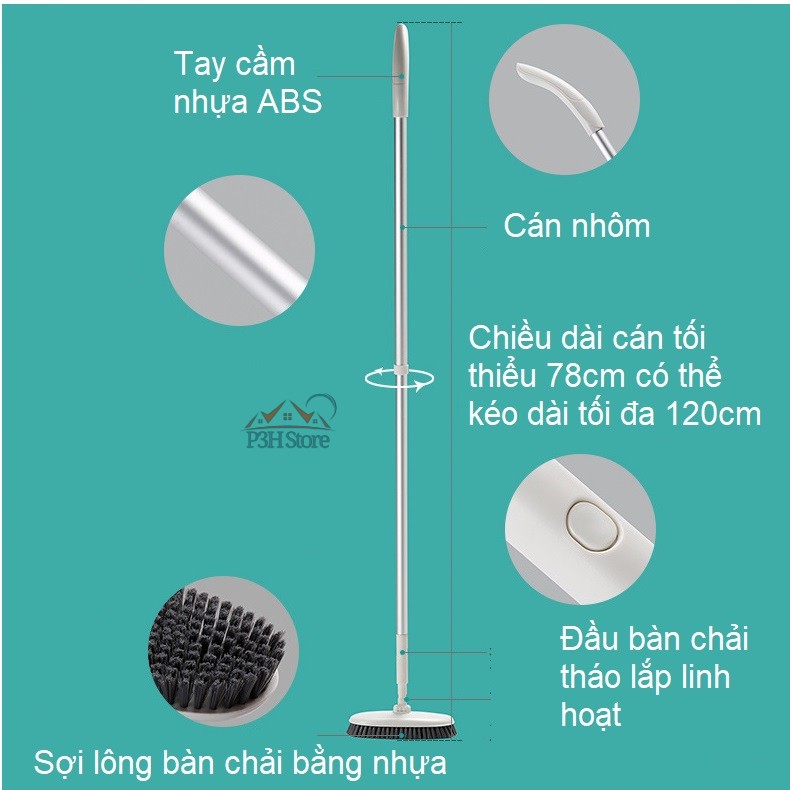 Bàn chải vệ sinh nhà cửa cán nhôm có thể kéo dài P2350