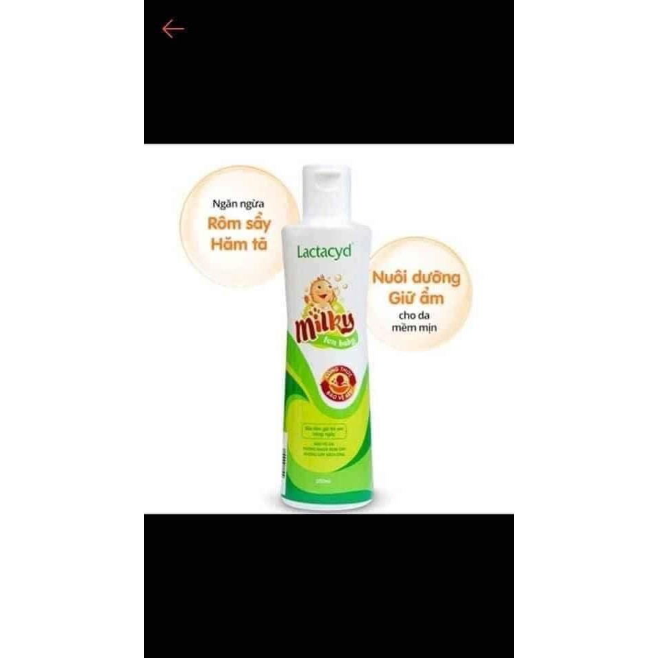 Sữa tắm gội cho bé Lactacyd Milky 250ml _ shop mẹ xíu